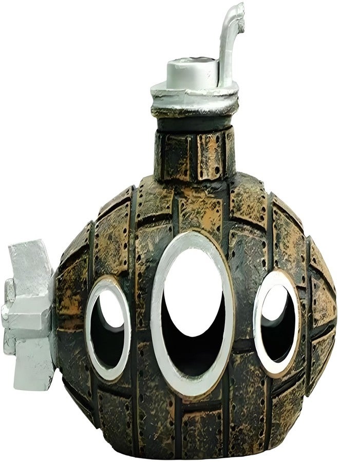 WinldMonmo Gilt Retro Floating Submarine Ornament for Aquarium, Cute Resin Hovering Decor, Safe Interactive Tank Accessory for Betta, Cichlids, Goldfish, Shrimp, Hermit Crabs - Image 1